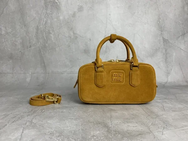 Miu Miu Suede Top Handle Bowling Bag image 1