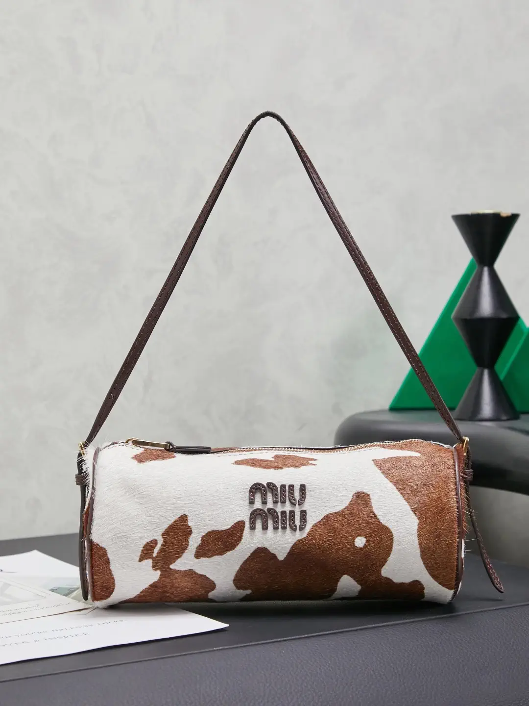 Miu Miu Cow Print Cylindrical Shoulder Bag image 1