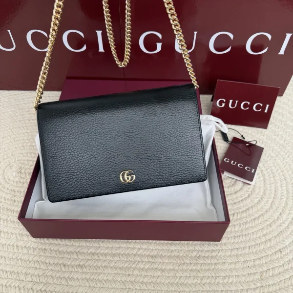 Gucci Black Leather Chain Shoulder Bag image 1