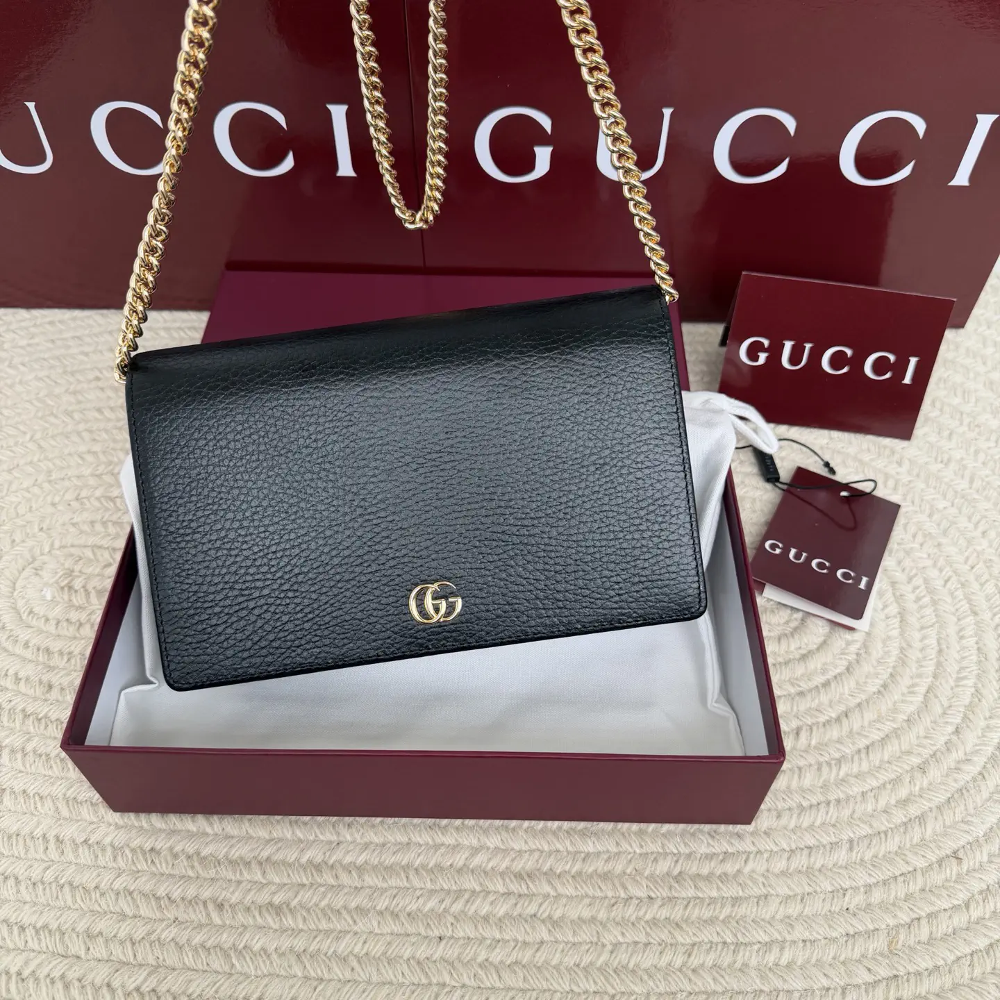 Gucci Black Leather Chain Shoulder Bag image 1