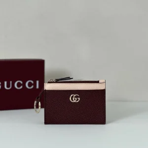 Gucci Burgundy Card Holder with Light Pink Trim image 1