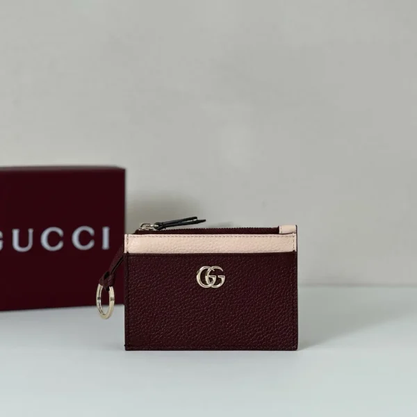 Gucci Burgundy Card Holder with Light Pink Trim image 1
