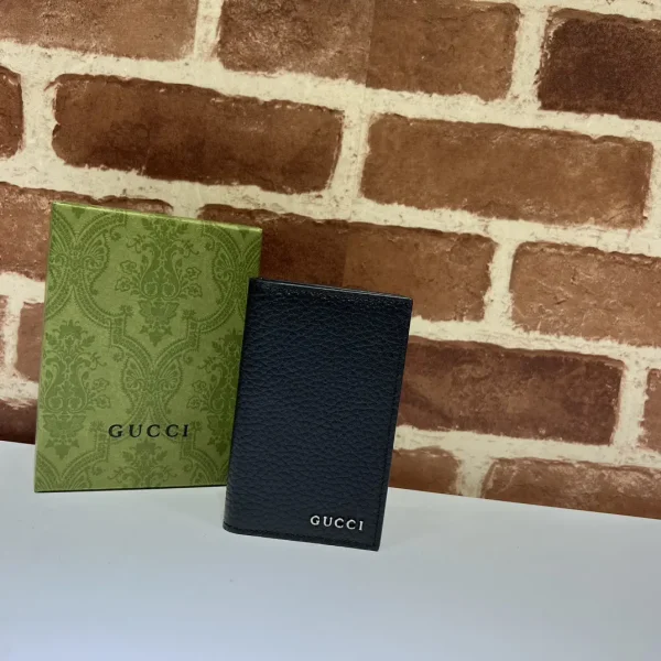Gucci Black Pebbled Leather Card Holder image 1