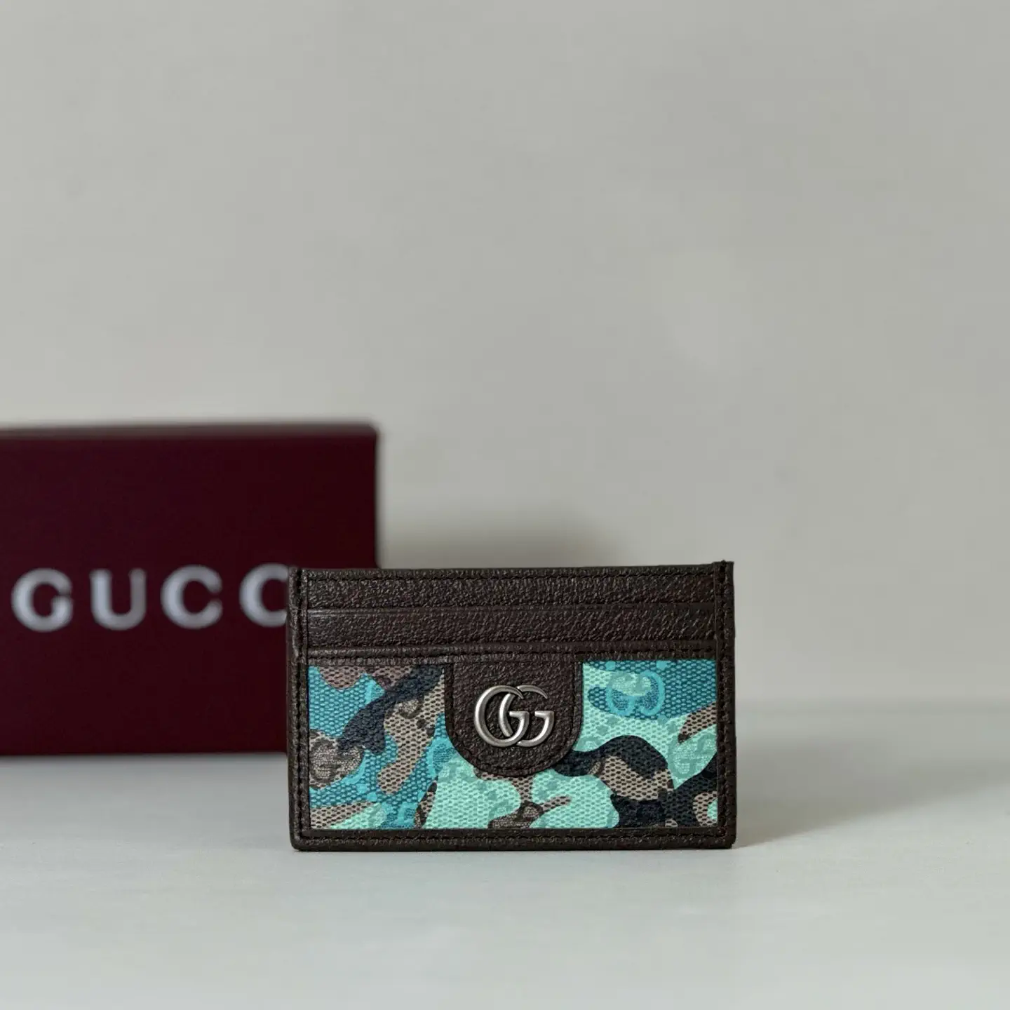 Gucci Blue Camouflage Card Holder image 1