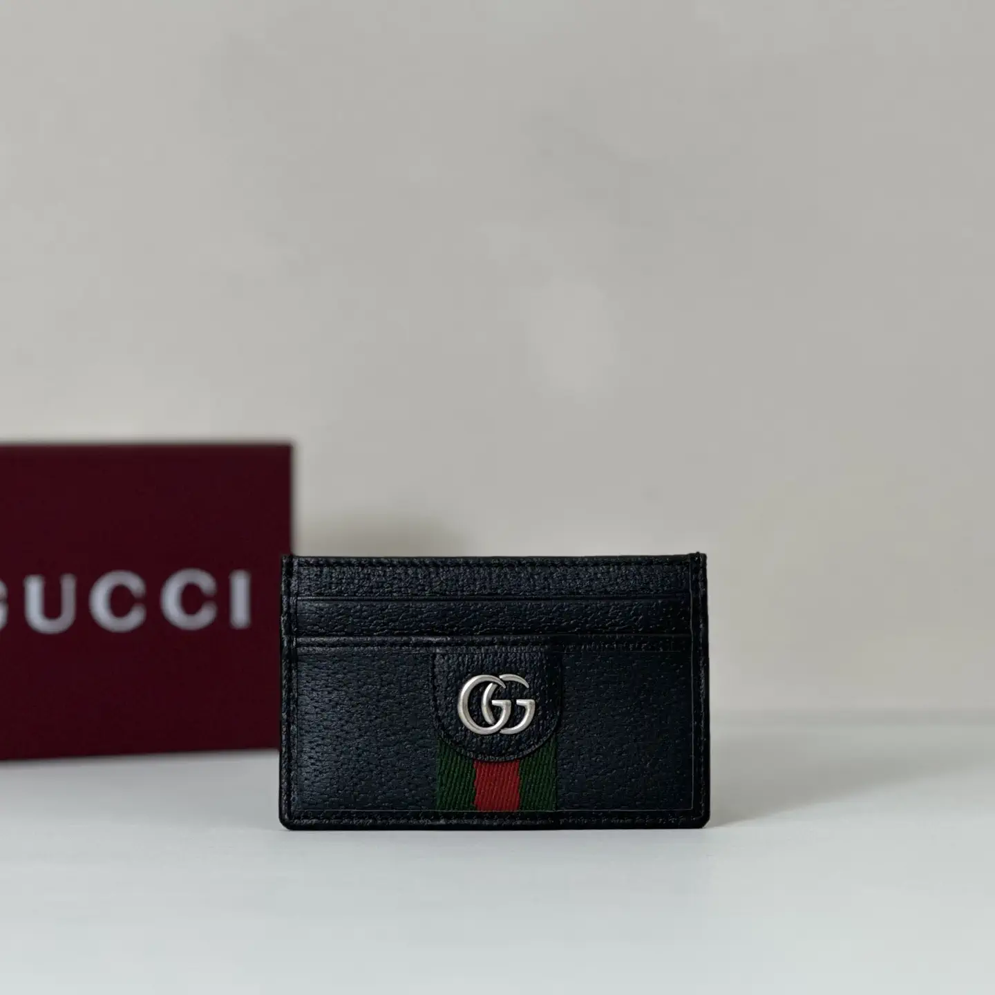 Gucci Black Card Holder with Web Stripe and GG Logo image 1