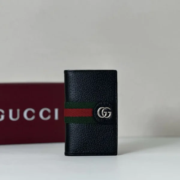 Gucci Black Web Stripe Card Holder image 1