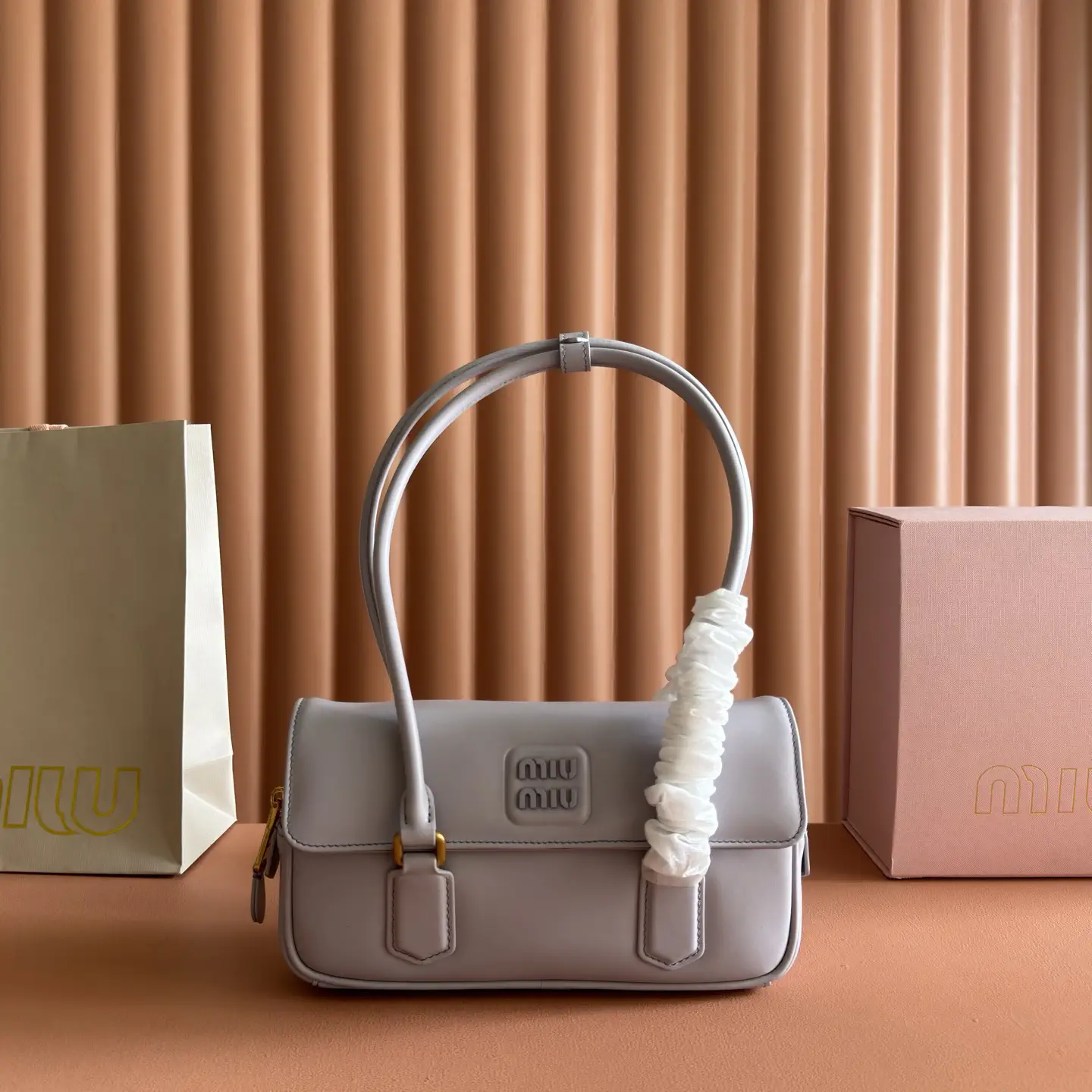 Miu Miu Light Gray Leather Shoulder Bag image 1