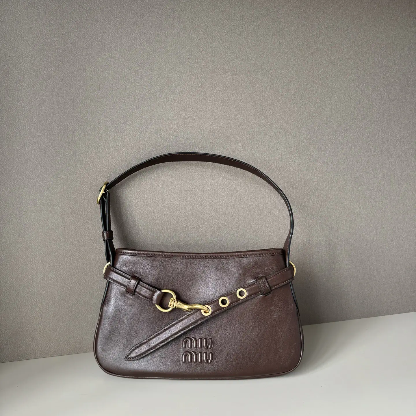 Miu Miu Dark Brown Leather Shoulder Bag image 1
