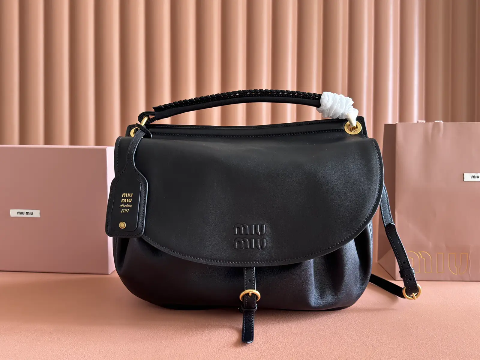 Miu Miu Black Leather Rendez-vous Hobo Bag image 1