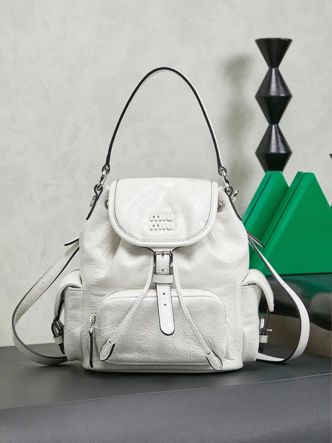 Miu Miu White Multi-Pocket Backpack image 1