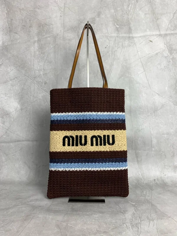 Miu Miu Striped Woven Tote Bag image 1