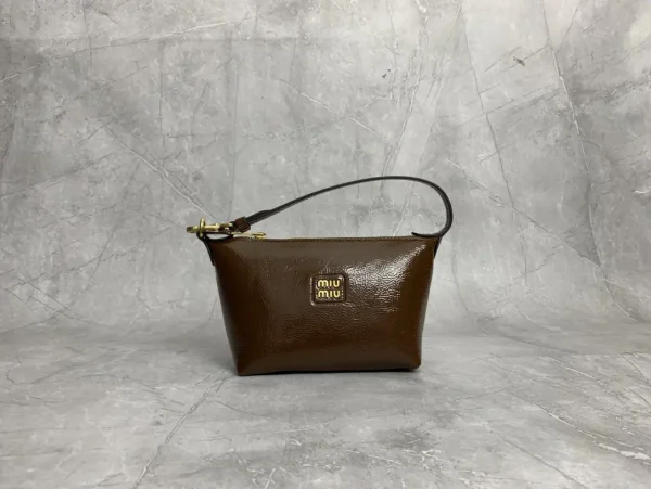 Miu Miu Brown Crinkled Patent Shoulder Bag image 1