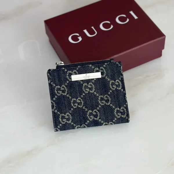 Gucci Monogram Denim Zip Wallet image 1