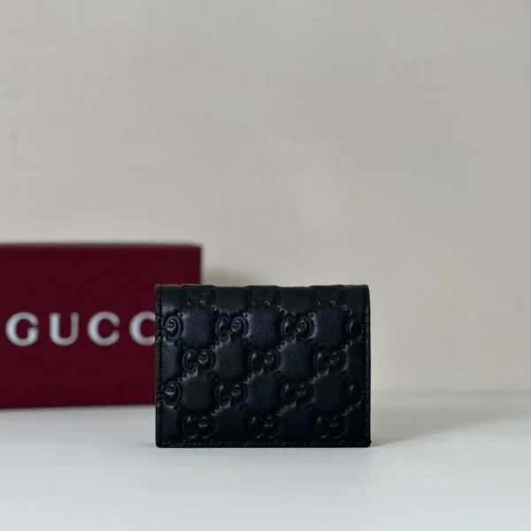 Gucci Black Embossed Monogram Card Holder image 1
