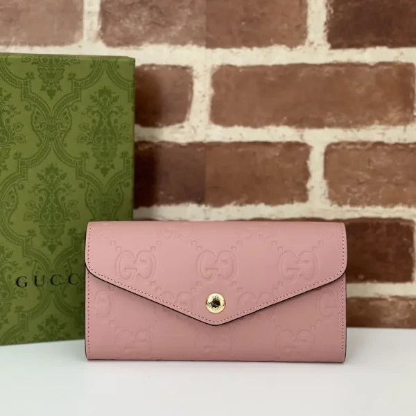 Gucci Pink Embossed Long Wallet image 1