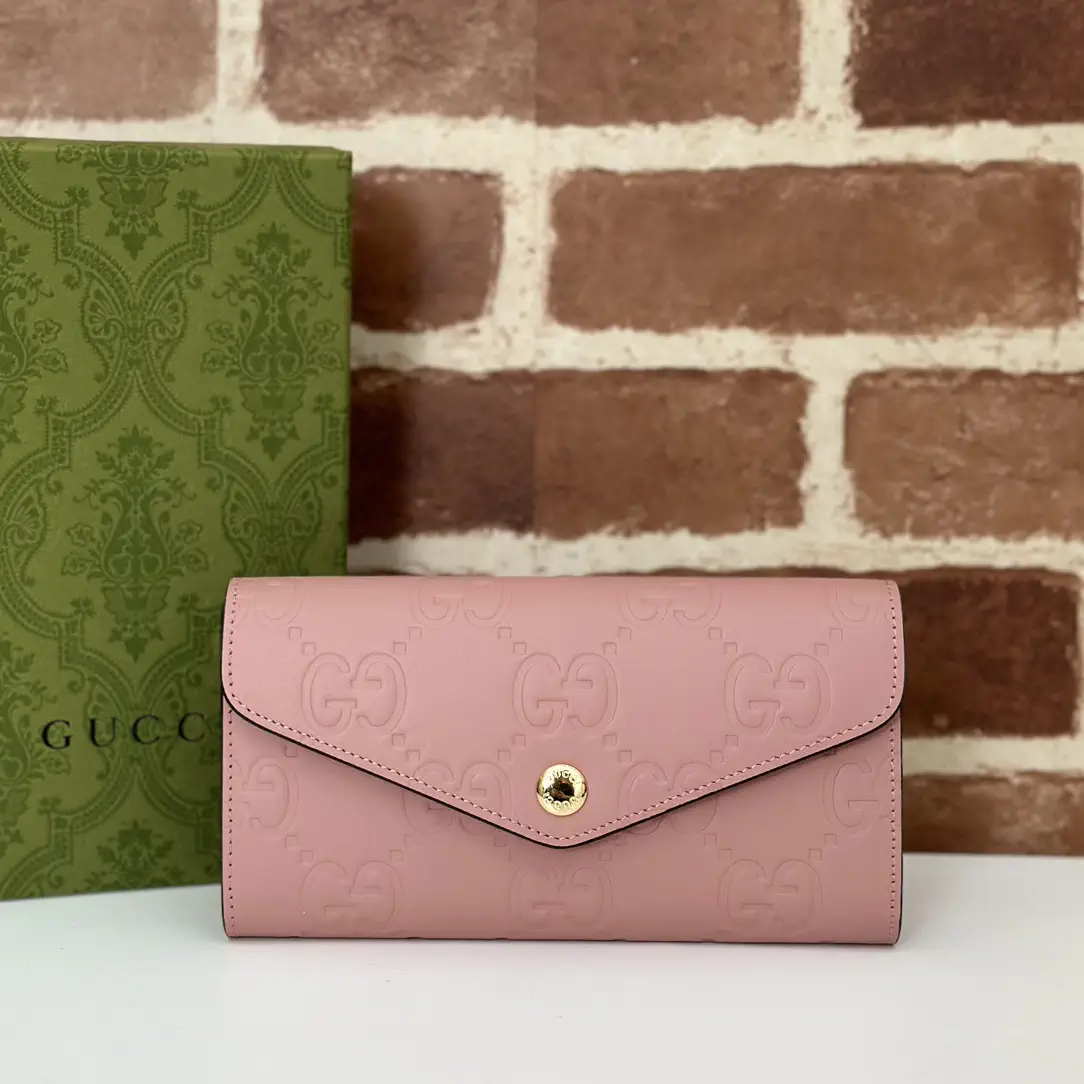Gucci Pink Embossed Long Wallet image 1