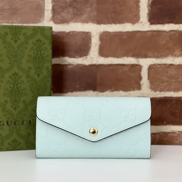 Gucci Light Mint Green Embossed Monogram Wallet image 1