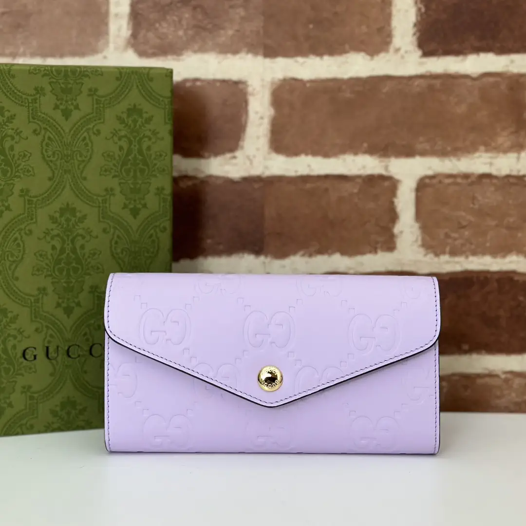 Gucci Light Purple Embossed Long Wallet image 1