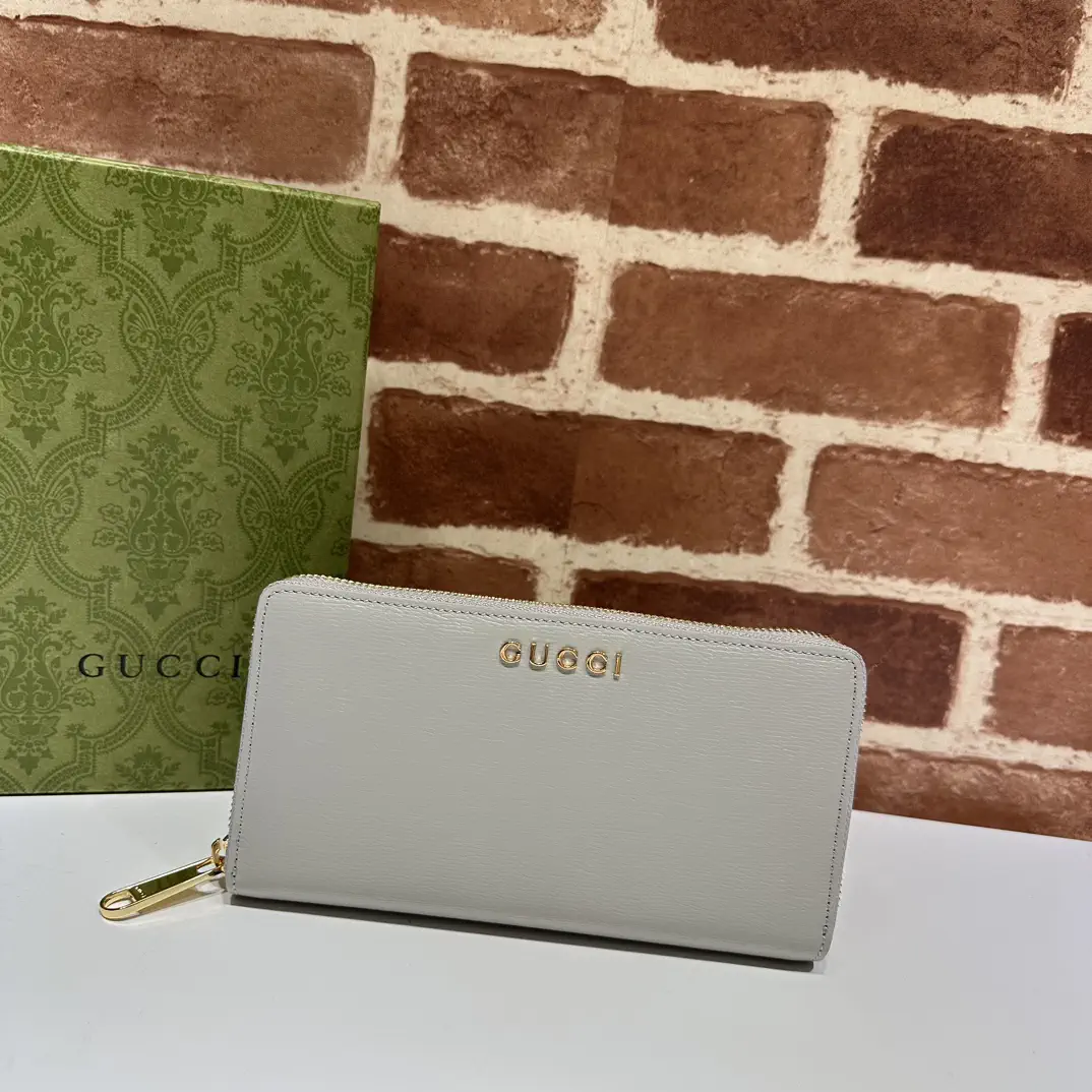 Gucci Light Gray Zip Around Wallet image 1