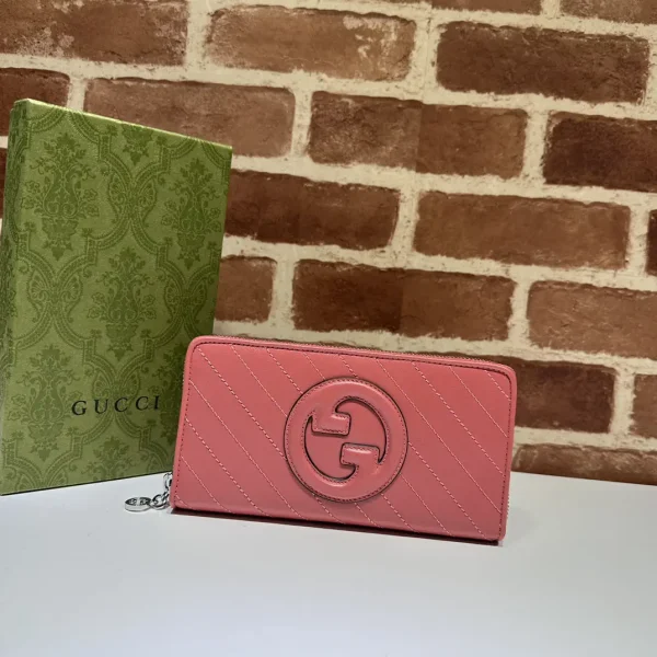 Gucci Pink Quilted Zip Wallet image 1