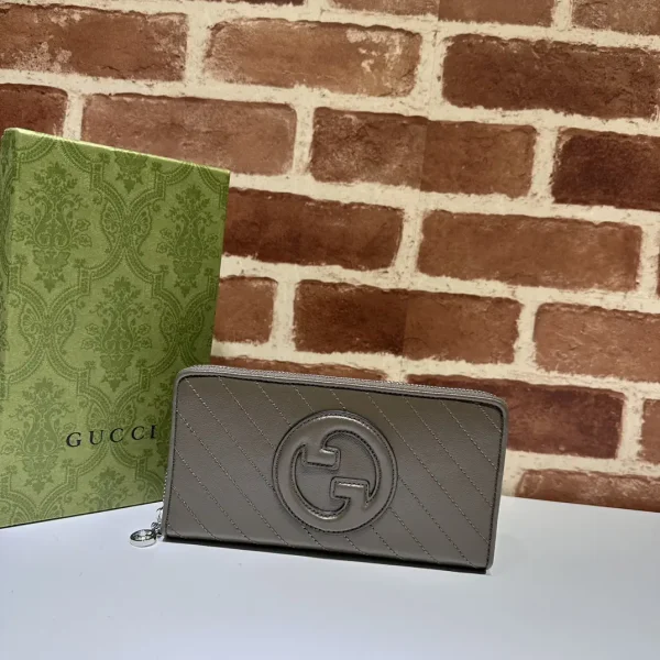 Gucci Gray Quilted Zip Around Wallet image 1
