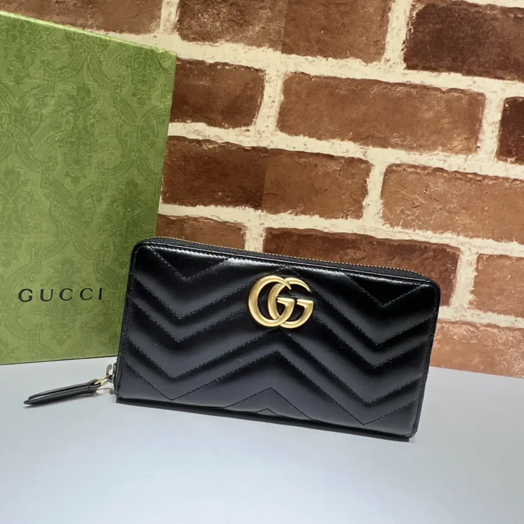 Gucci Black Quilted Zip Around Wallet image 1