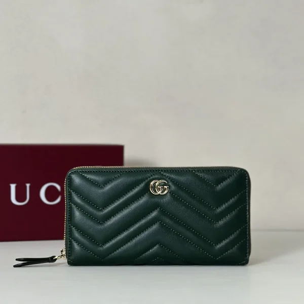 Gucci Dark Green Quilted Zip Around Wallet image 1