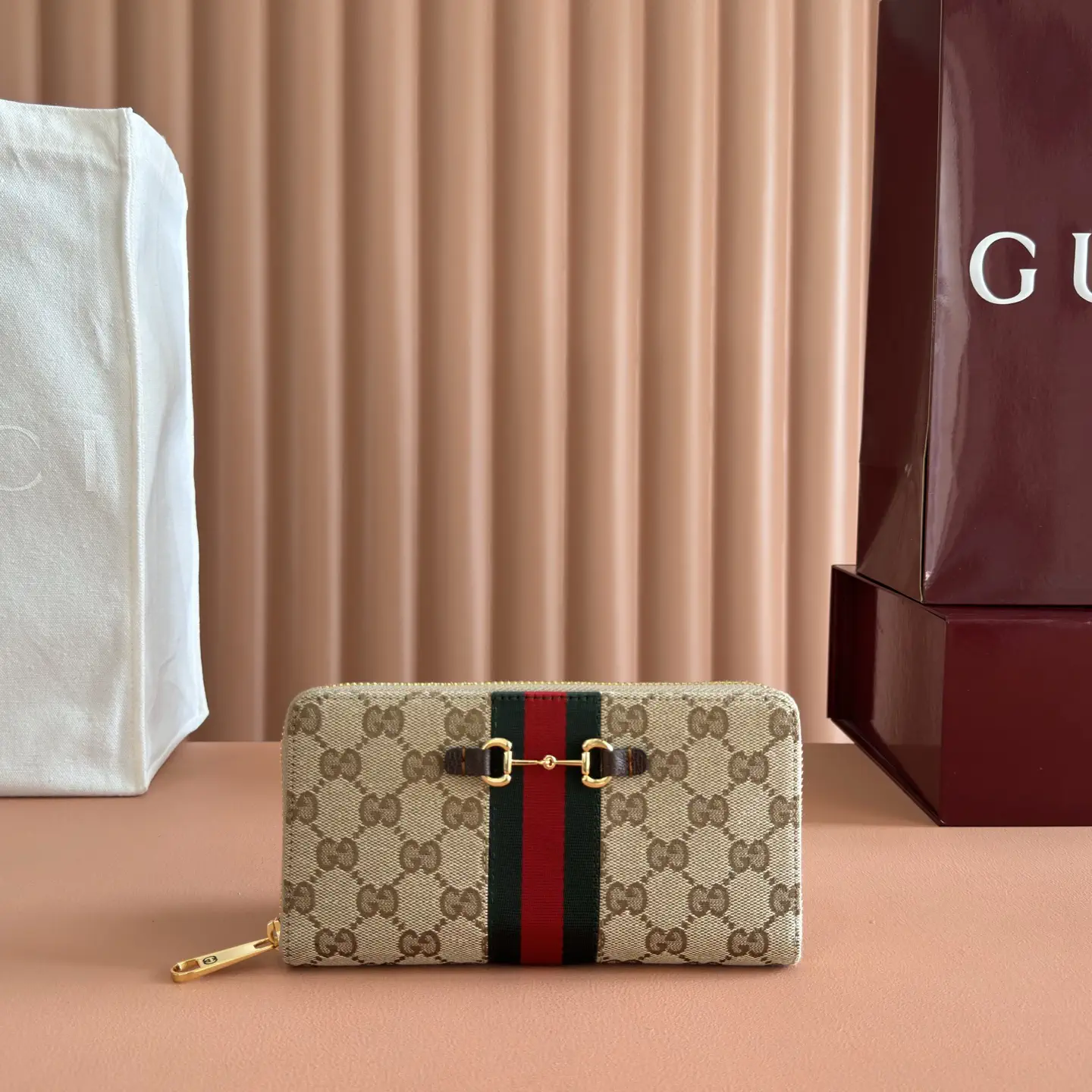Gucci Monogram Canvas Horsebit Zip Around Wallet image 1
