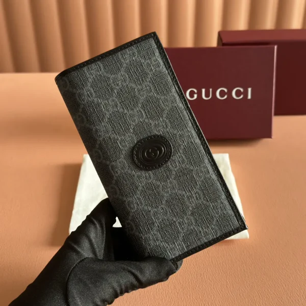 Gucci Black Canvas Long Wallet with Interlocking Logo image 1
