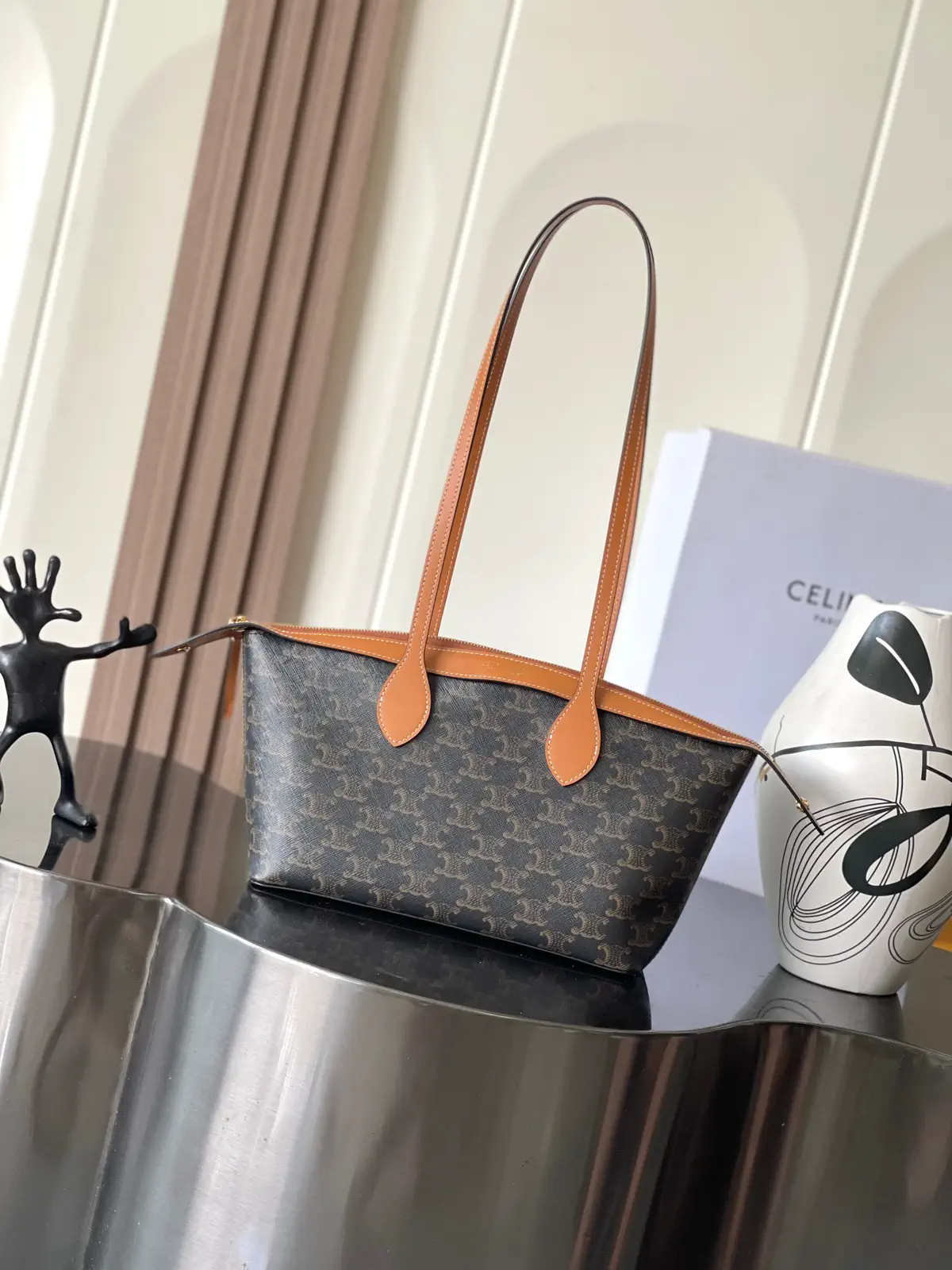 CELINE Monogram Shoulder Bag with Leather Trim image 1