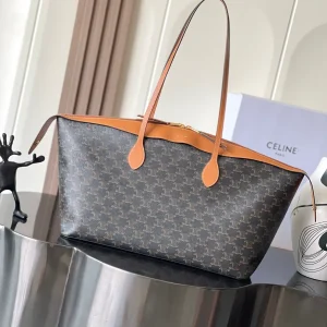 CELINE Monogram Tote Bag with Tan Leather Trim image 1