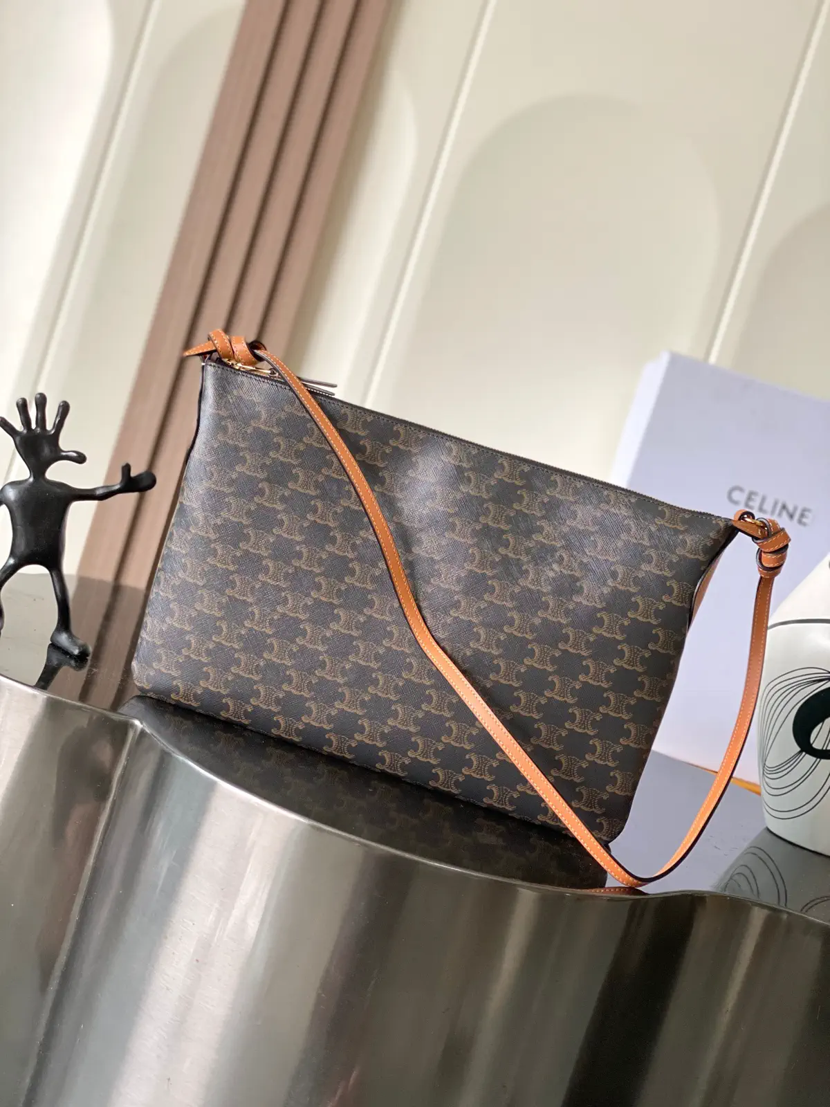 CELINE Triomphe Print Duo Zipped Shoulder Bag image 1