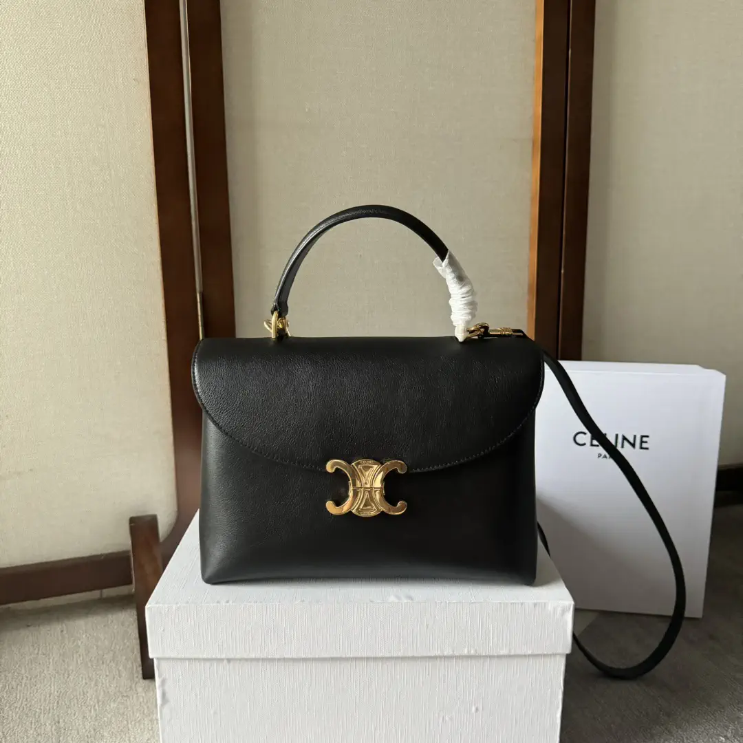 CELINE Black Triomphe Top Handle Bag image 1