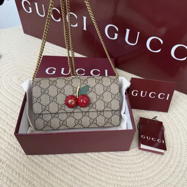 Gucci Monogram Cherry Accent Chain Shoulder Bag image 1