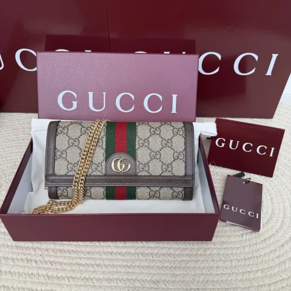 Gucci GG Monogram Web Stripe Chain Wallet image 1