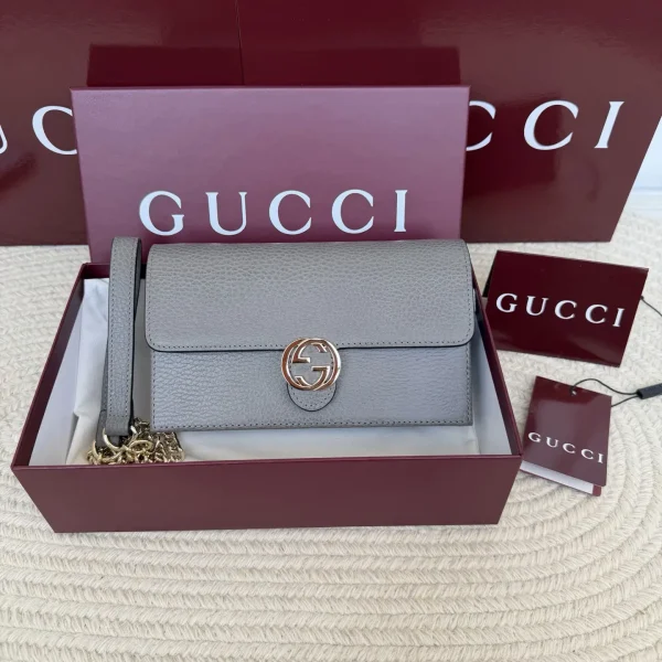 Gucci Gray Interlocking G Chain Wallet image 1
