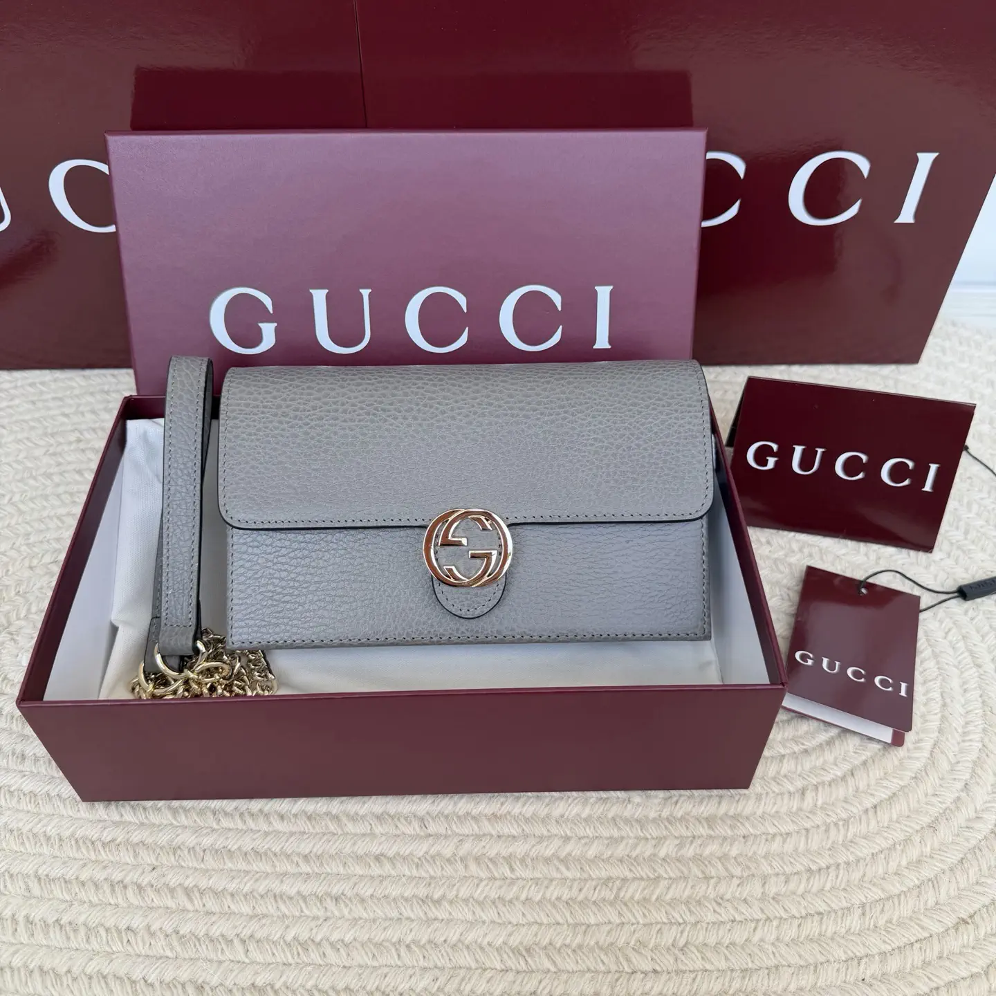 Gucci Gray Interlocking G Chain Wallet image 1