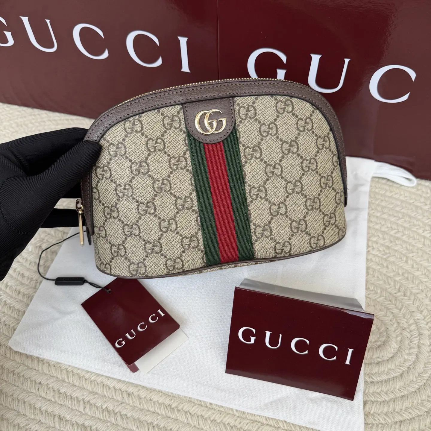 Gucci Monogram Web Stripe Toiletry Bag image 1