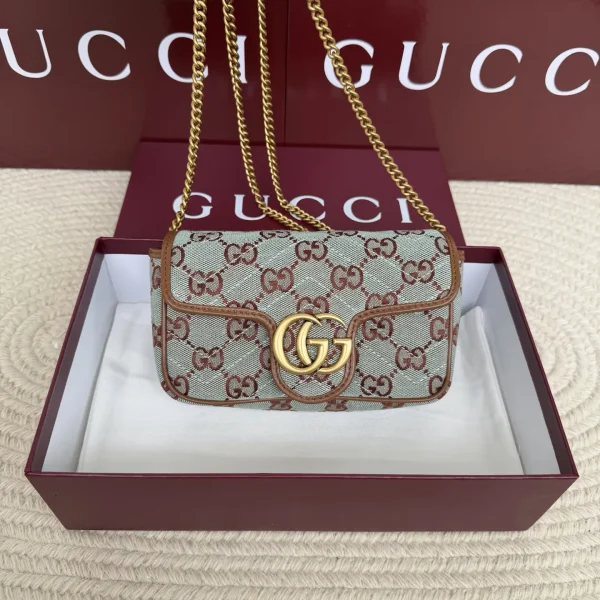 Gucci Monogram Canvas Crossbody Bag with Brown Leather Trim image 1