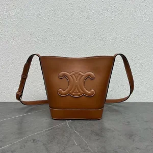 CELINE Triomphe Logo Leather Bucket Bag image 1