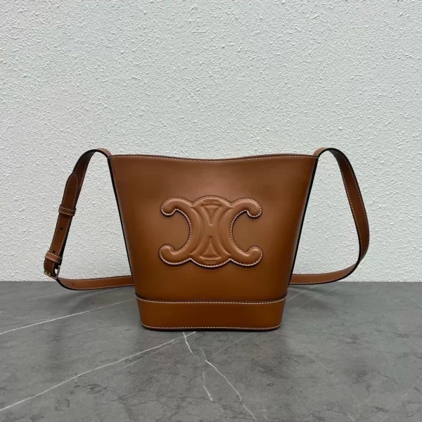 CELINE Triomphe Logo Leather Bucket Bag image 1