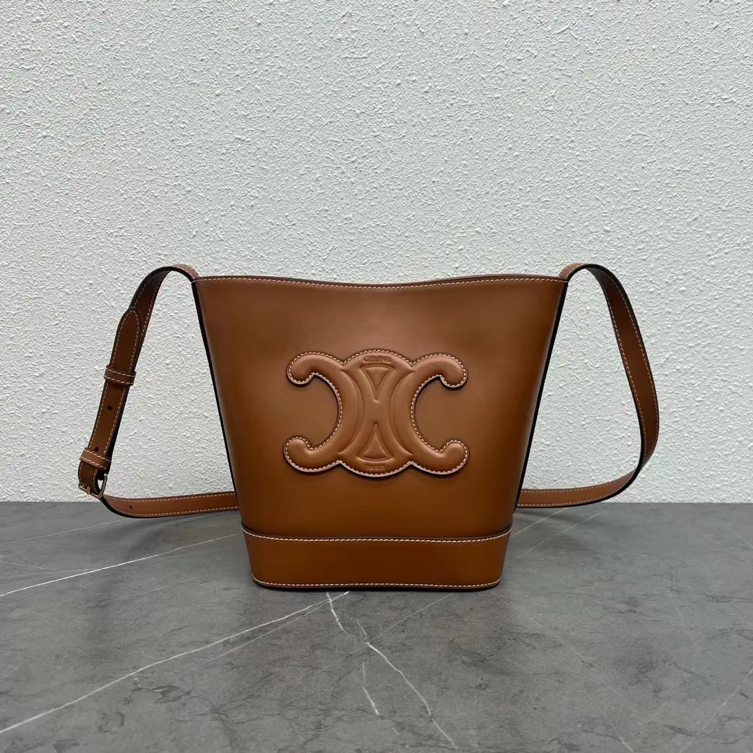 CELINE Triomphe Logo Leather Bucket Bag image 1