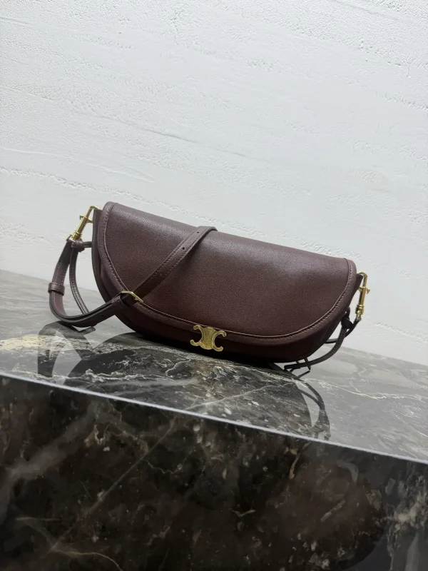 CELINE Brown Leather Halfmoon Shoulder Bag image 1