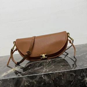 CELINE Tan Leather Halfmoon Crossbody Bag image 1