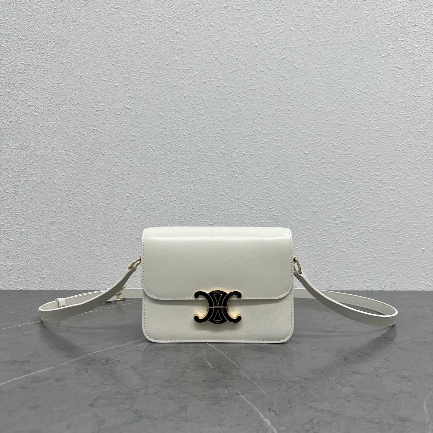 CELINE White Triomphe Shoulder Bag image 1