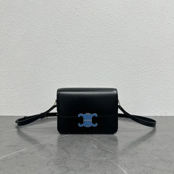 CELINE Teen Triomphe Shoulder Bag with Blue Enamel Clasp image 1