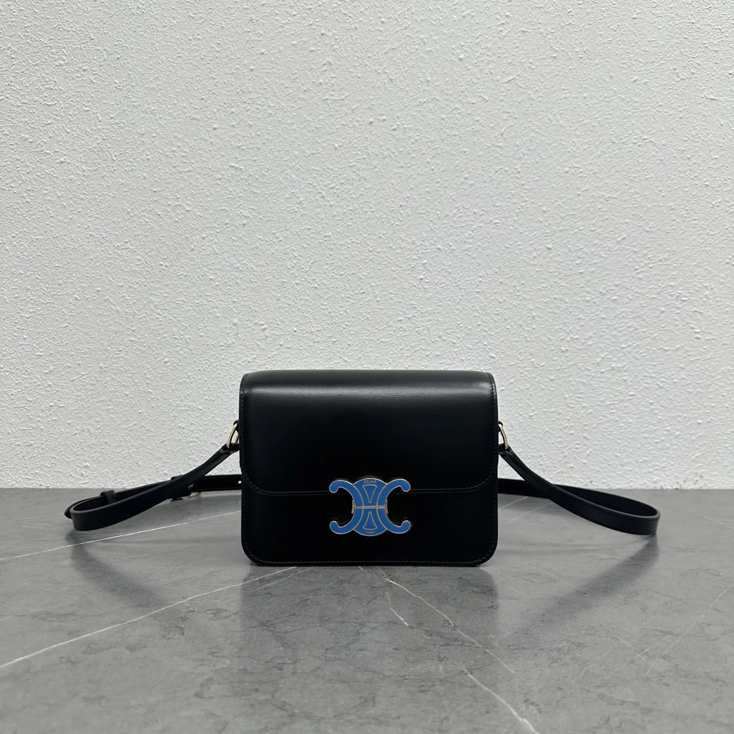 CELINE Teen Triomphe Shoulder Bag with Blue Enamel Clasp image 1