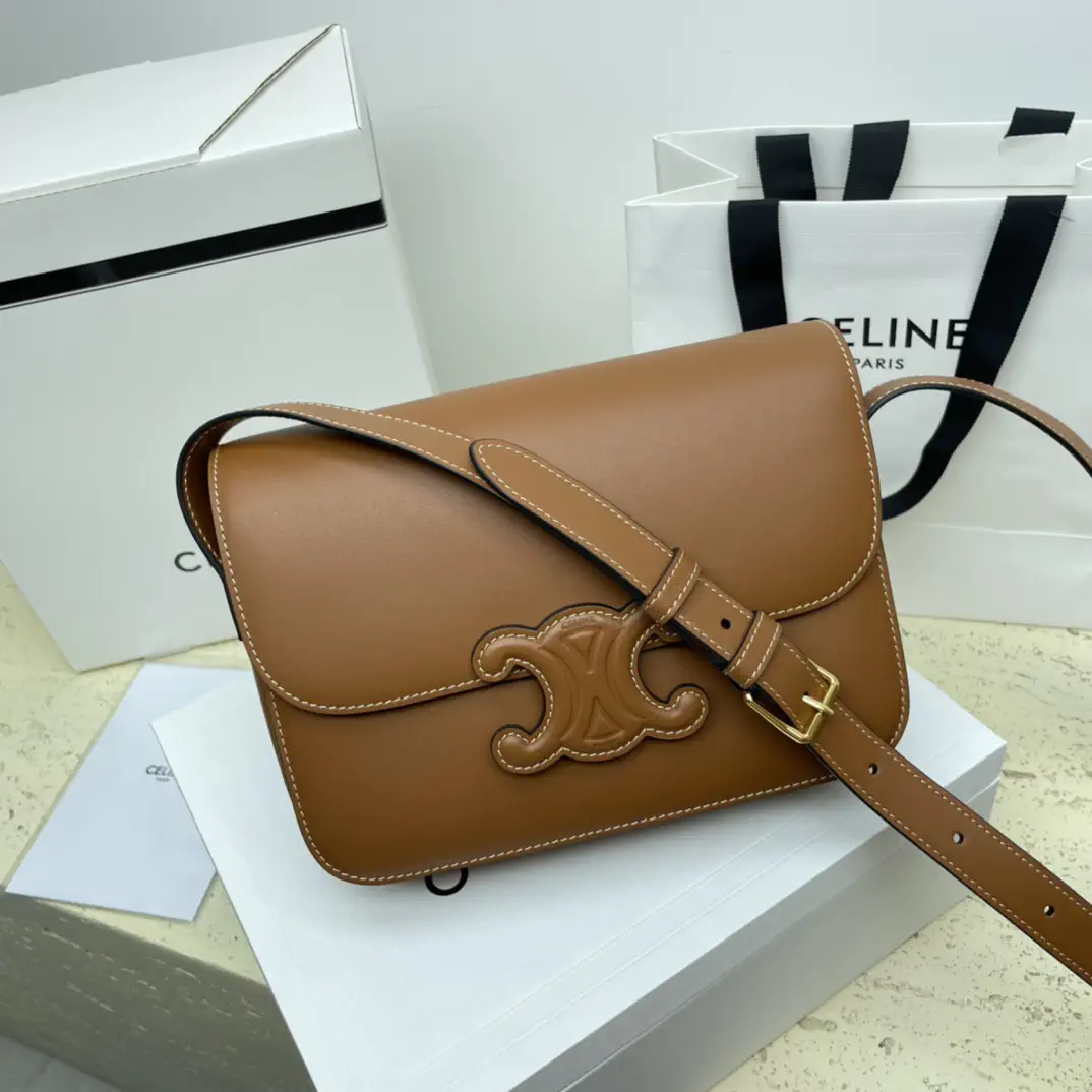 CELINE Triomphe Medium Leather Crossbody Bag image 1