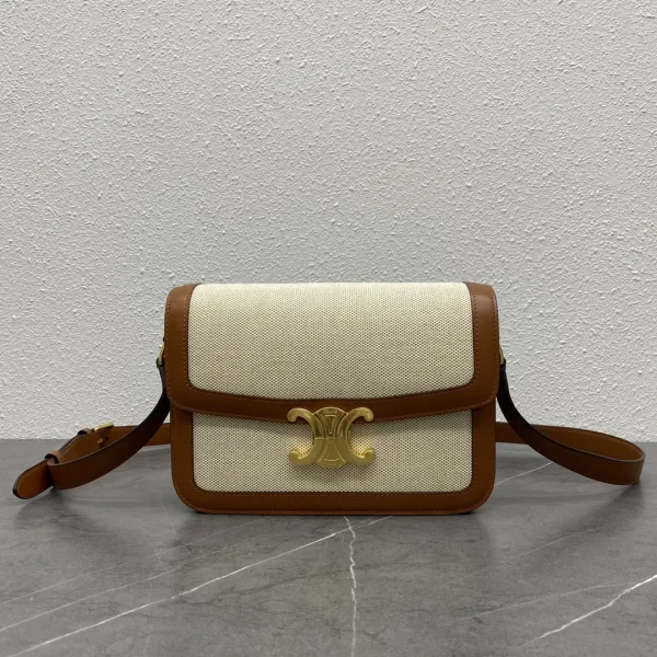 CELINE Triomphe Canvas and Leather Shoulder Bag image 1