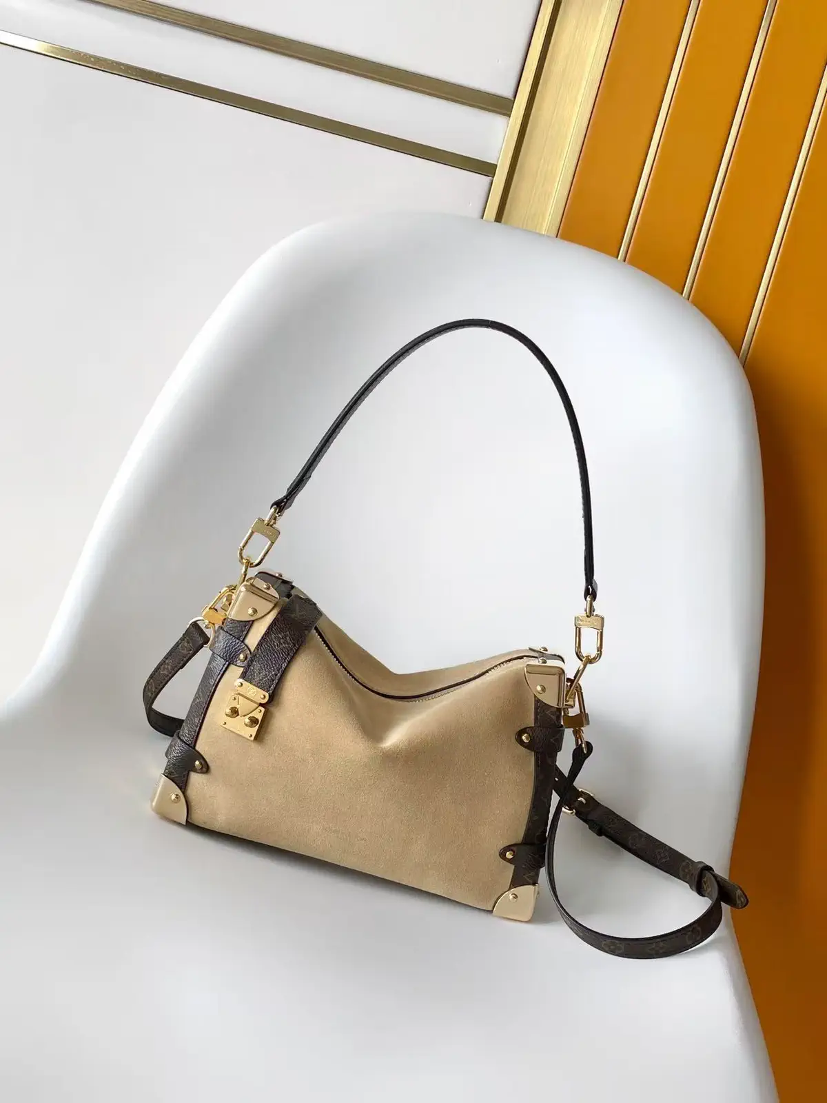 Louis Vuitton Side Trunk Suede Shoulder Bag image 1